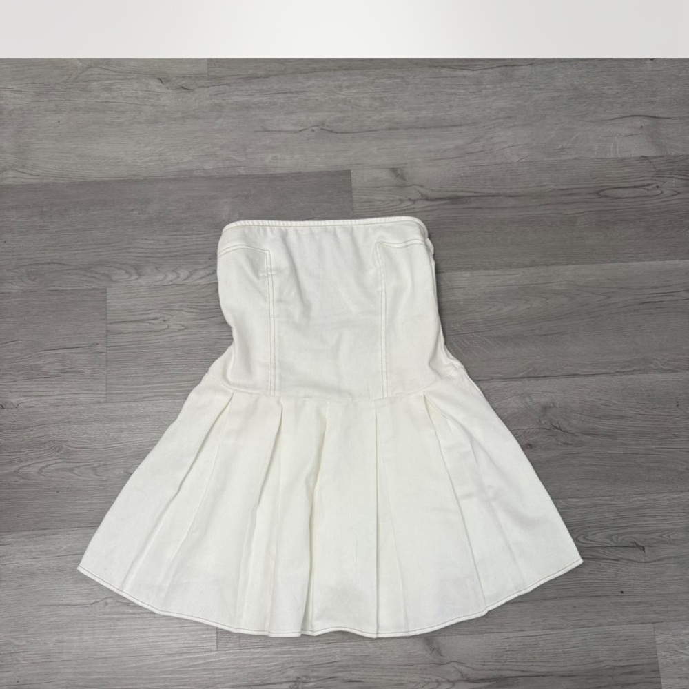 White Denim Strapless Dress